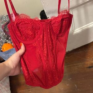 URBAN OUTFITTERS red corset top barely worn